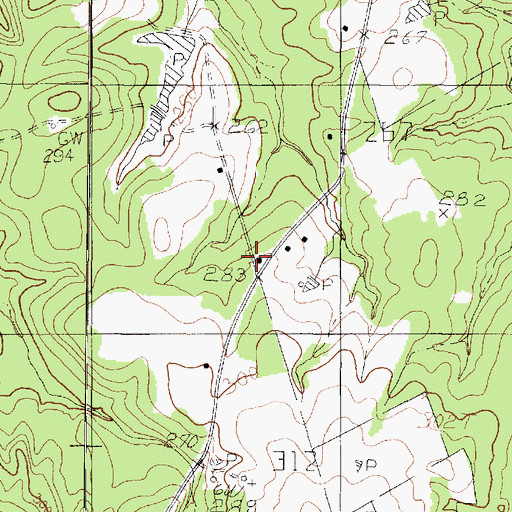 Topographic Map of Woods Volunteer Fire Department, TX