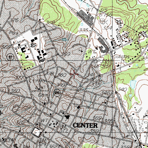 Topographic Map of Center Fire Department, TX