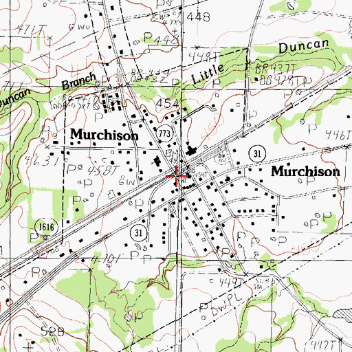 Topographic Map of Murchison Volunteer Fire Department, TX