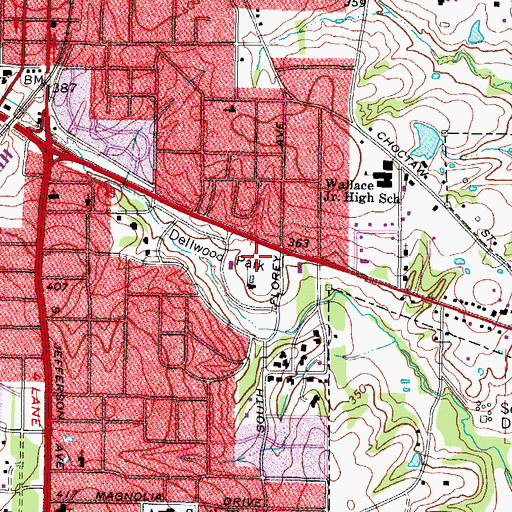 Topographic Map of Mount Pleasant Fire Department Central Station, TX
