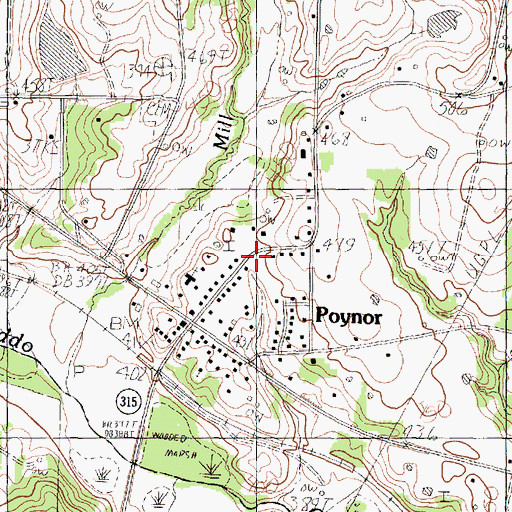 Topographic Map of Poynor Volunteer Fire Department, TX