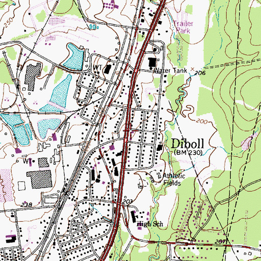 Topographic Map of Diboll Volunteer Fire Department, TX