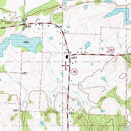 Topographic Map of Direct Volunteer Fire Department, TX