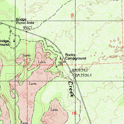 Topographic Map of Rocky Campground, CA