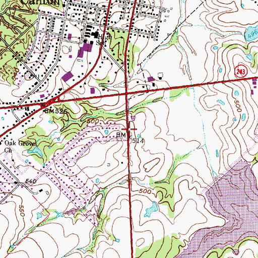 Topographic Map of Canton Fire Department, TX