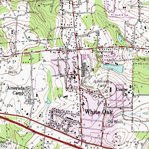 Topographic Map of White Oak Volunteer Fire Department - First Response, TX