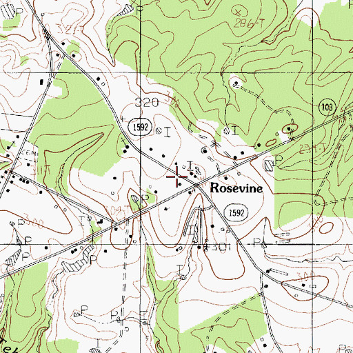 Topographic Map of Rosevine Volunteer Fire Department, TX