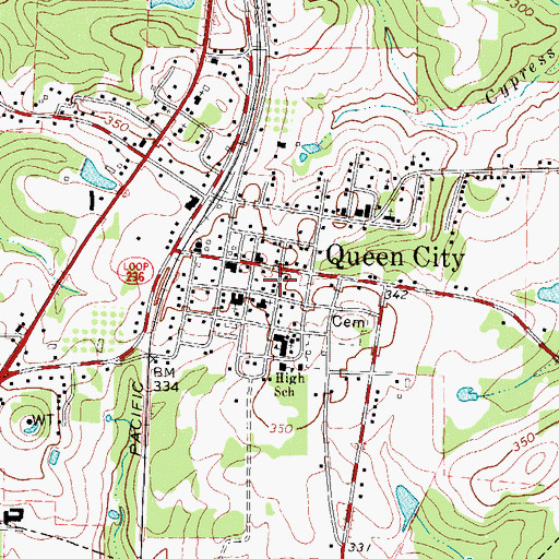 Topographic Map of Cass County Fire District Station 2, TX
