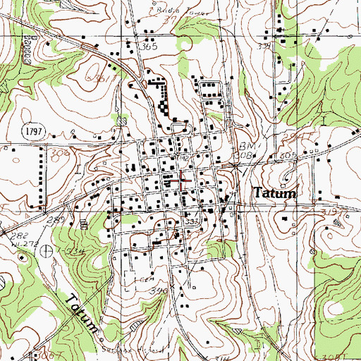 Topographic Map of Tatum Volunteer Fire Department - First Responders, TX