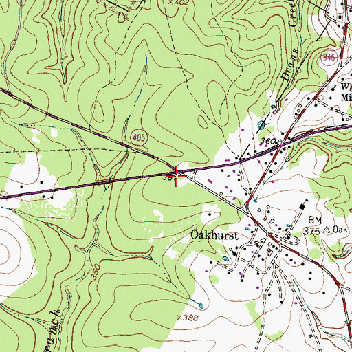 Topographic Map of Oakhurst Volunteer Fire Department, TX