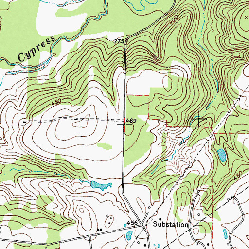 Topographic Map of South Franklin County Volunteer Fire Department, TX
