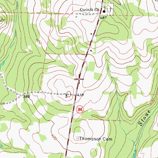Topographic Map of Lake Palestine East Volunteer Fire Department, TX