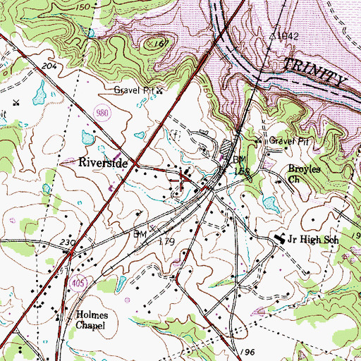 Topographic Map of Riverside Volunteer Fire Department, TX