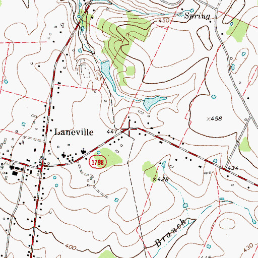 Topographic Map of Laneville Volunteer Fire Department, TX