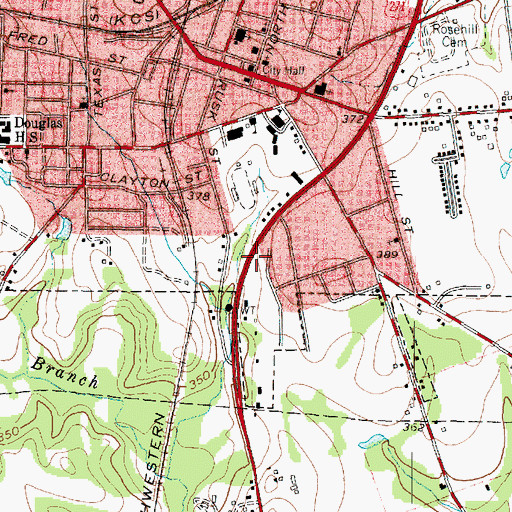 Topographic Map of Pittsburg Central Fire Department, TX