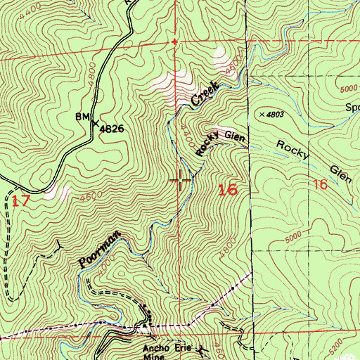 Topographic Map of Rocky Glen, CA