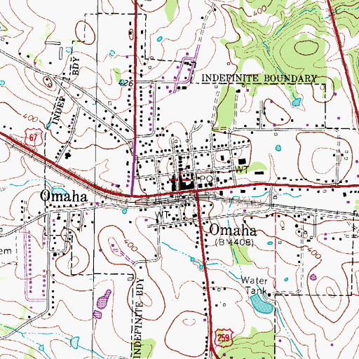 Topographic Map of Omaha Volunteer Fire Department / Emergency Medical Service, TX