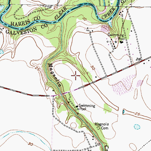 Topographic Map of League City Volunteer Fire Department Station 4, TX