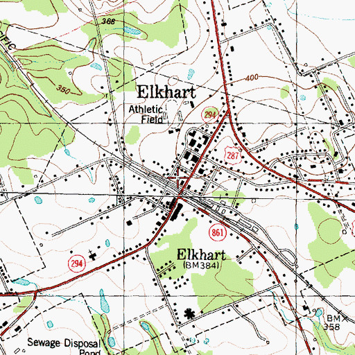 Topographic Map of Elkhart Volunteer Fire Department, TX