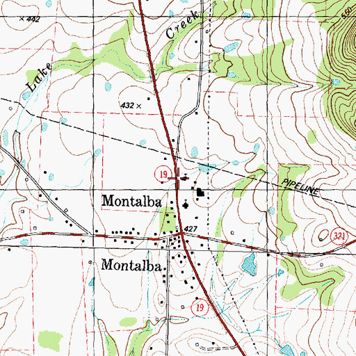 Topographic Map of Montalba Volunteer Fire Department, TX