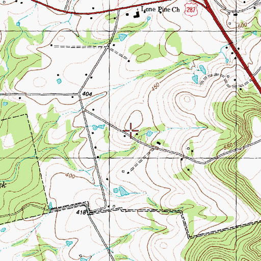 Topographic Map of Lone Pine Volunteer Fire Department, TX