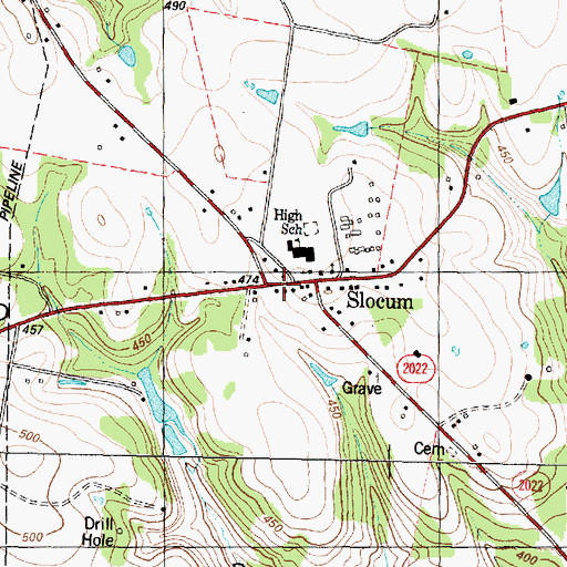 Topographic Map of Slocum Volunteer Fire Department, TX