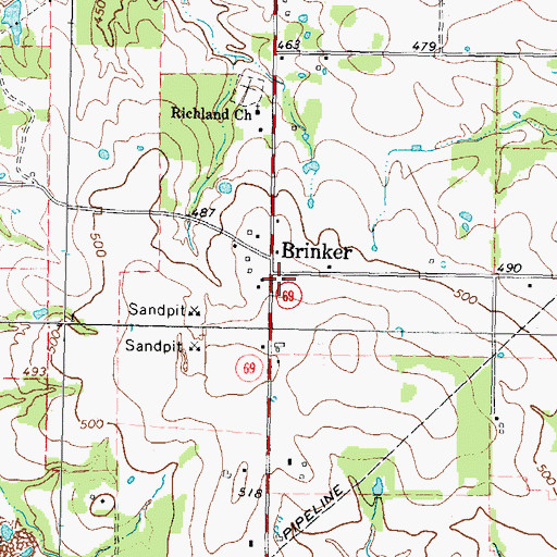 Topographic Map of Brinker Volunteer Fire and Rescue Department Station 12, TX