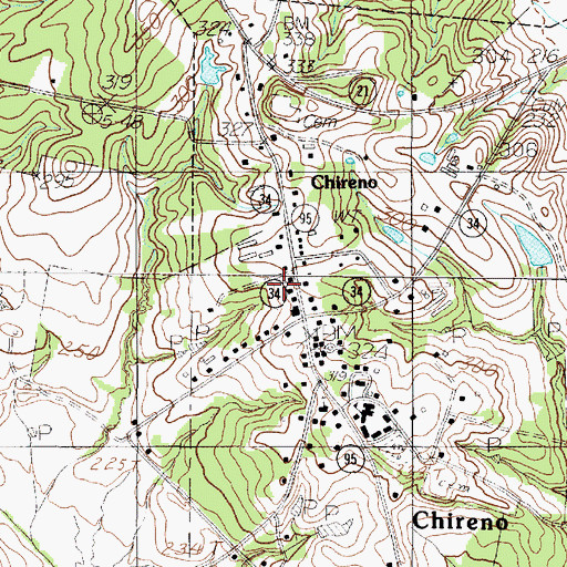 Topographic Map of Chireno Volunteer Fire Department, TX