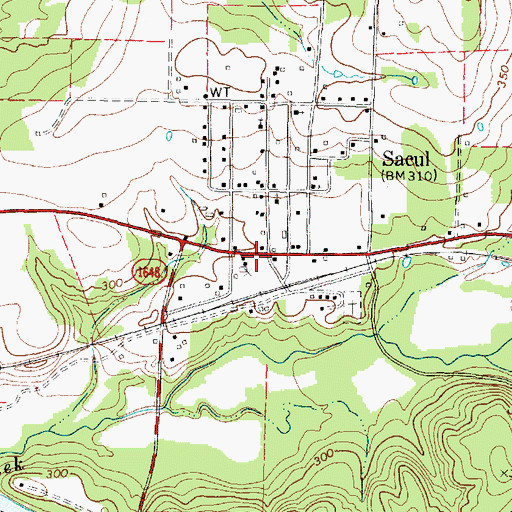 Topographic Map of Sacul Volunteer Fire Department, TX