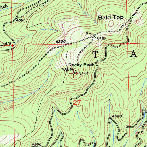Topographic Map of Rocky Peak, CA