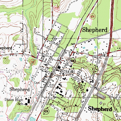 Topographic Map of Shepherd Volunteer Fire Department, TX