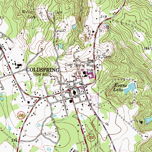 Topographic Map of Coldspring Volunteer Fire Department, TX