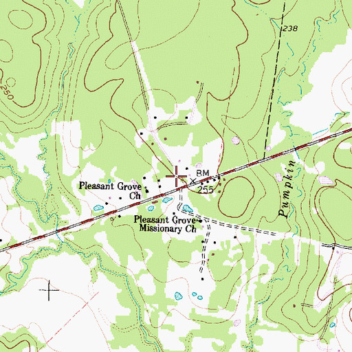 Topographic Map of Punkin - Evergreen Volunteer Fire Department, TX