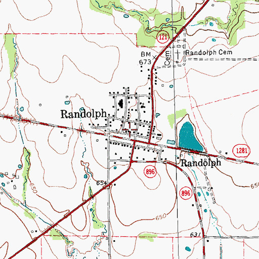 Topographic Map of Randolph Fire Department, TX