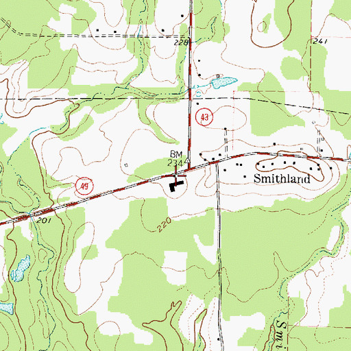 Topographic Map of Smithland Volunteer Fire Department, TX