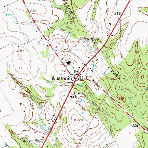 Topographic Map of Austonio Volunteer Fire Department, TX
