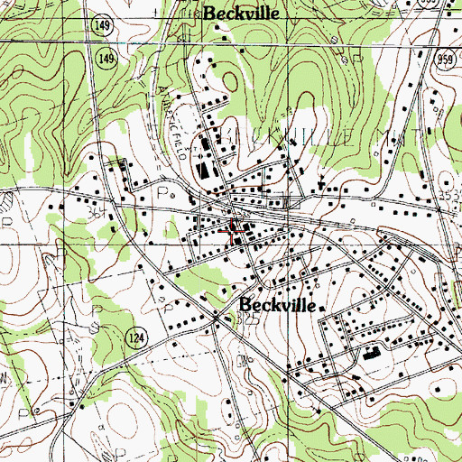 Topographic Map of Beckville Volunteer Fire Department Station 1, TX