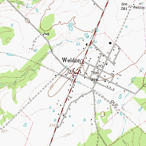 Topographic Map of Weldon Volunteer Fire Department, TX