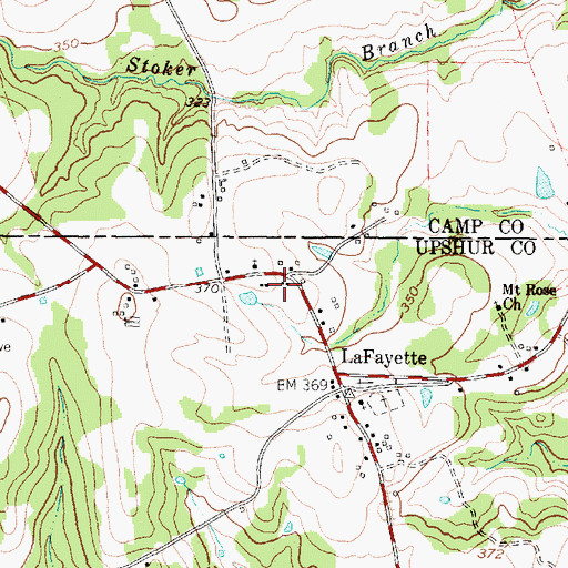 Topographic Map of Lafayette Volunteer Fire Department, TX