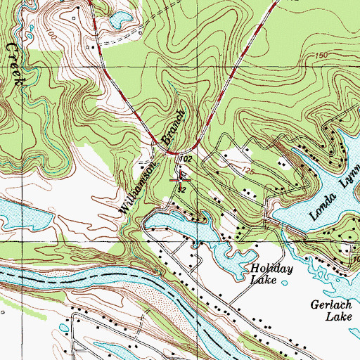 Topographic Map of Holiday Lake Estates Volunteer Fire Department, TX