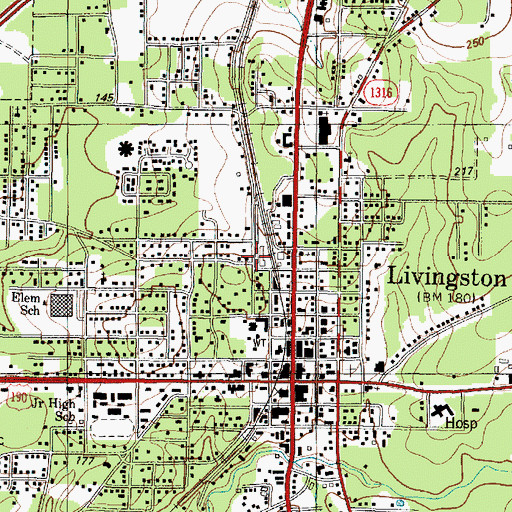 Topographic Map of Livingston Volunteer Fire Department Station 2, TX
