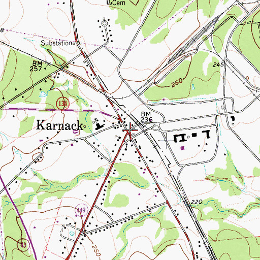 Topographic Map of Karnack Volunteer Fire Department, TX