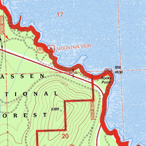Topographic Map of Rocky Point Campground, CA