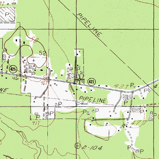 Topographic Map of Pine Ridge Volunteer Fire Department, TX