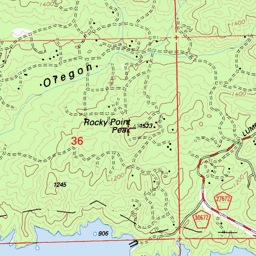 Topographic Map of Rocky Point Peak, CA