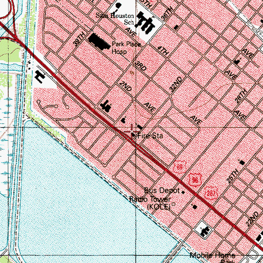 Topographic Map of Port Arthur Fire Department Station Number 6, TX