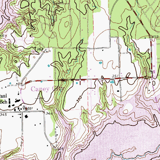 Topographic Map of Caney City Volunteer Fire Department, TX