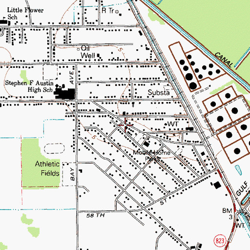 Topographic Map of Port Arthur Fire Department Station Number 3, TX
