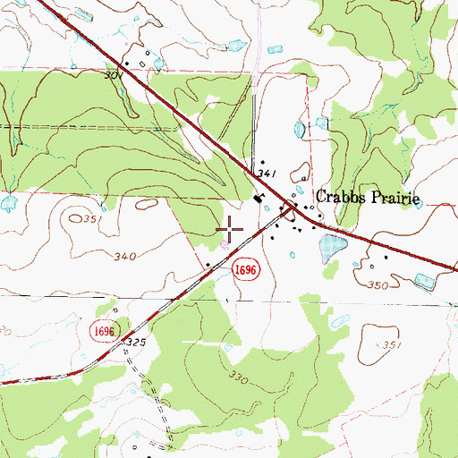 Topographic Map of Crabbs Prairie Volunteer Fire Department, TX