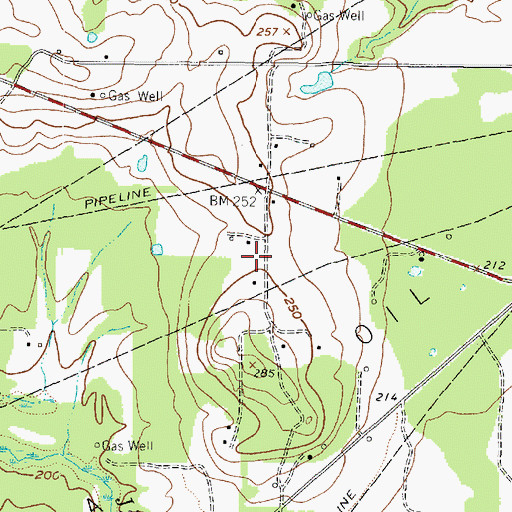 Topographic Map of Cass County Fire District 1 Kildare Station, TX